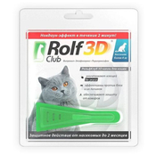 Rolf Club 3D Капли от блох и клещей для кошек более 4 кг, 1 пипетка 0,8 мл